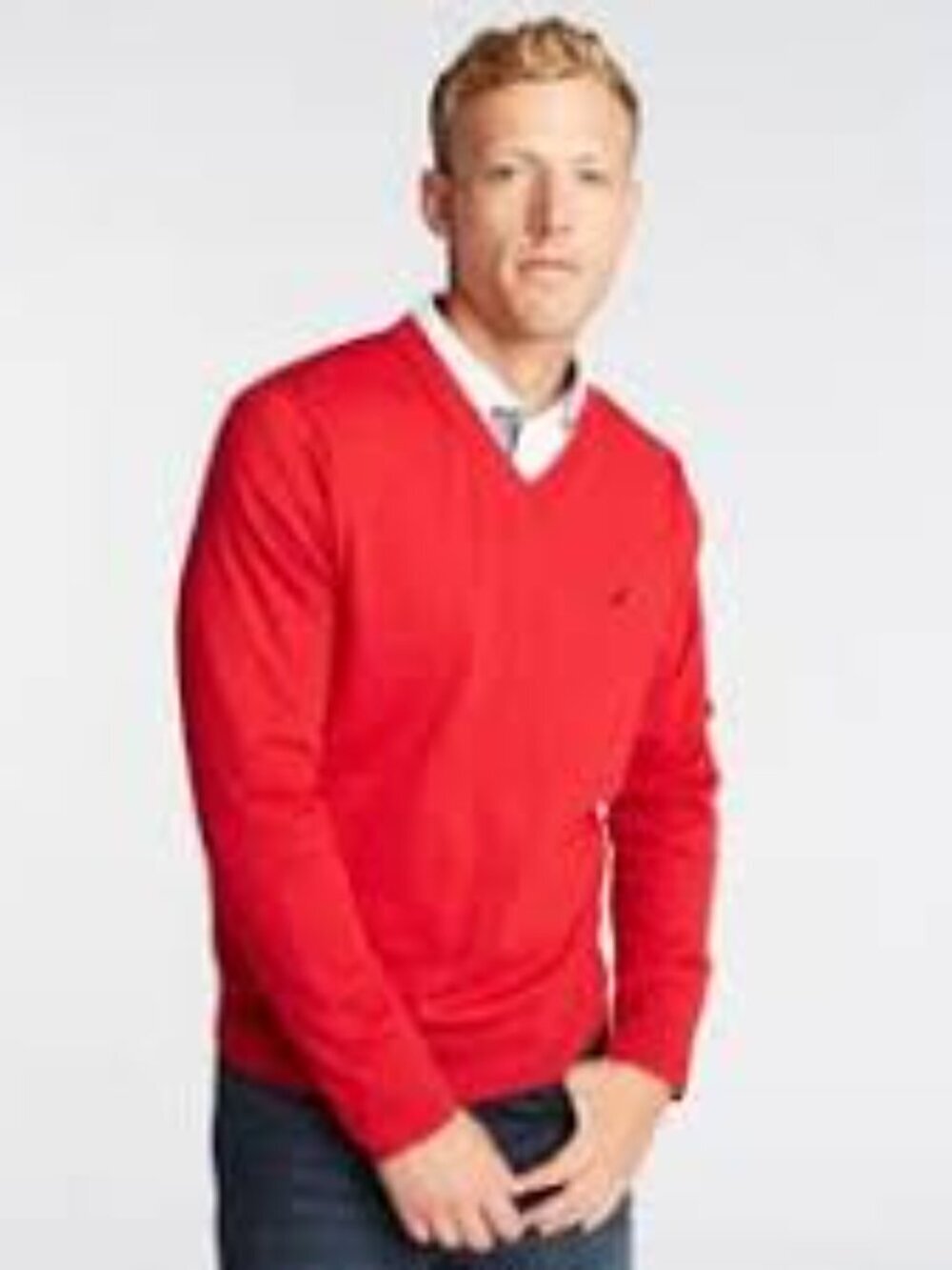 American Eagle Outfitters 100% Cotton Red V Neck Sweater